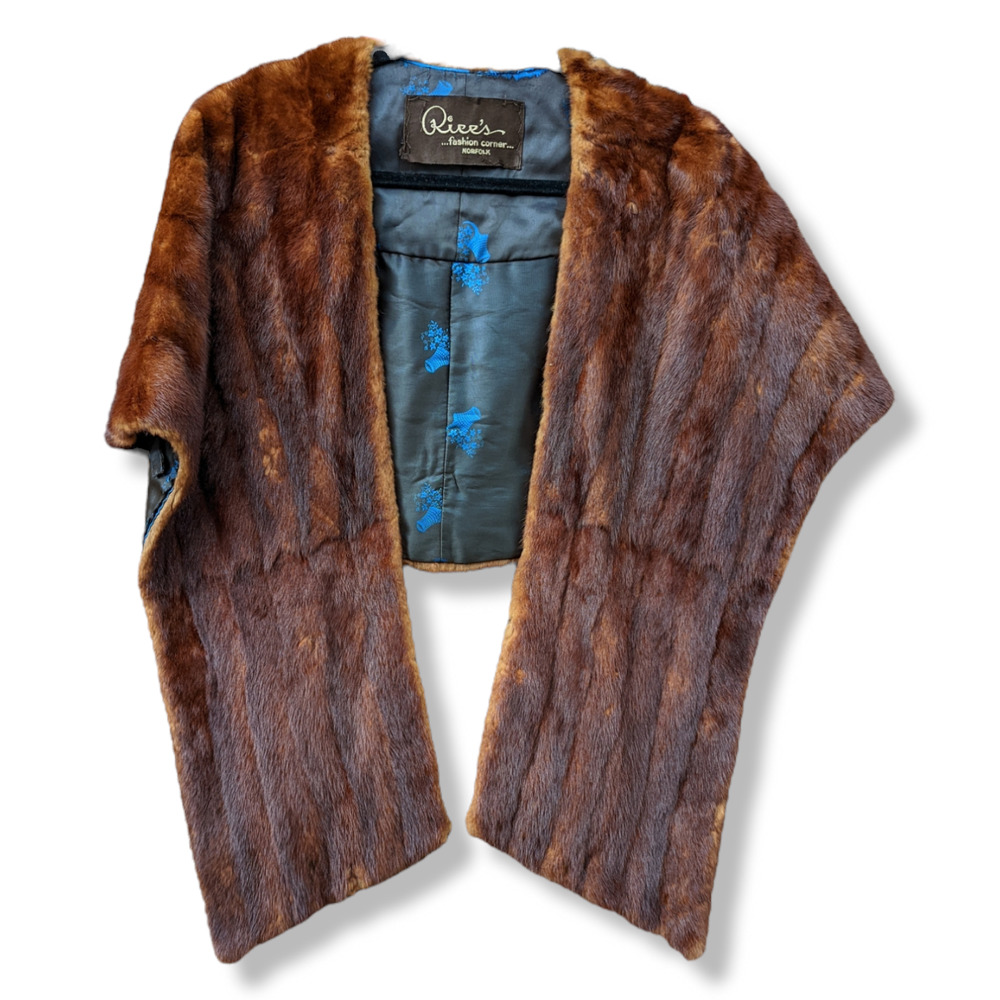 Women's Vintage Tan Mink Fur 60’s Authentic Mink Fur Stole Capelet